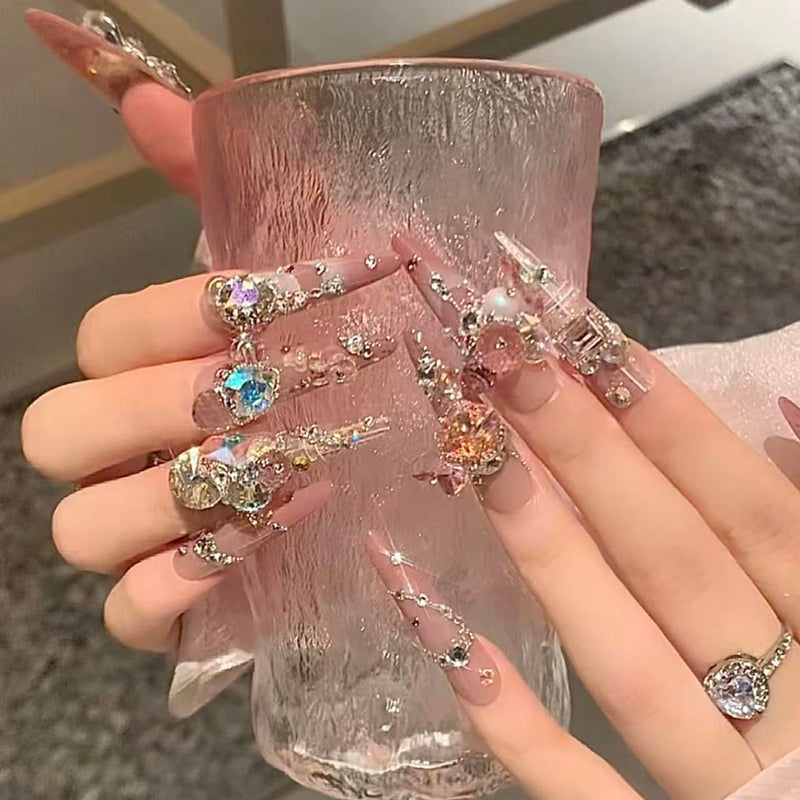 Super heavy industry wears long nail, new high-end light luxury nail patches are beautiful, hand-worn nail art