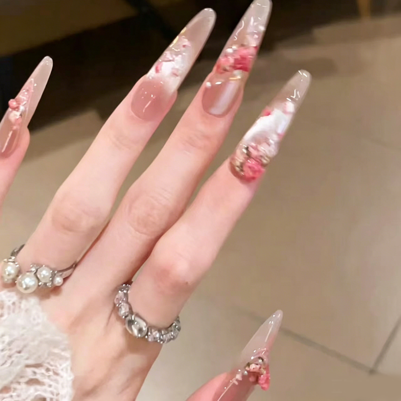 European and American Spice Girls Cat's Eye Flower Retro Nail Art Pure Handmade Wearing Nail Removable Patch
