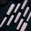 Sweetheart sparkle new heavy-duty press-on nails, hot girl pink, handmade, subculture, extra long