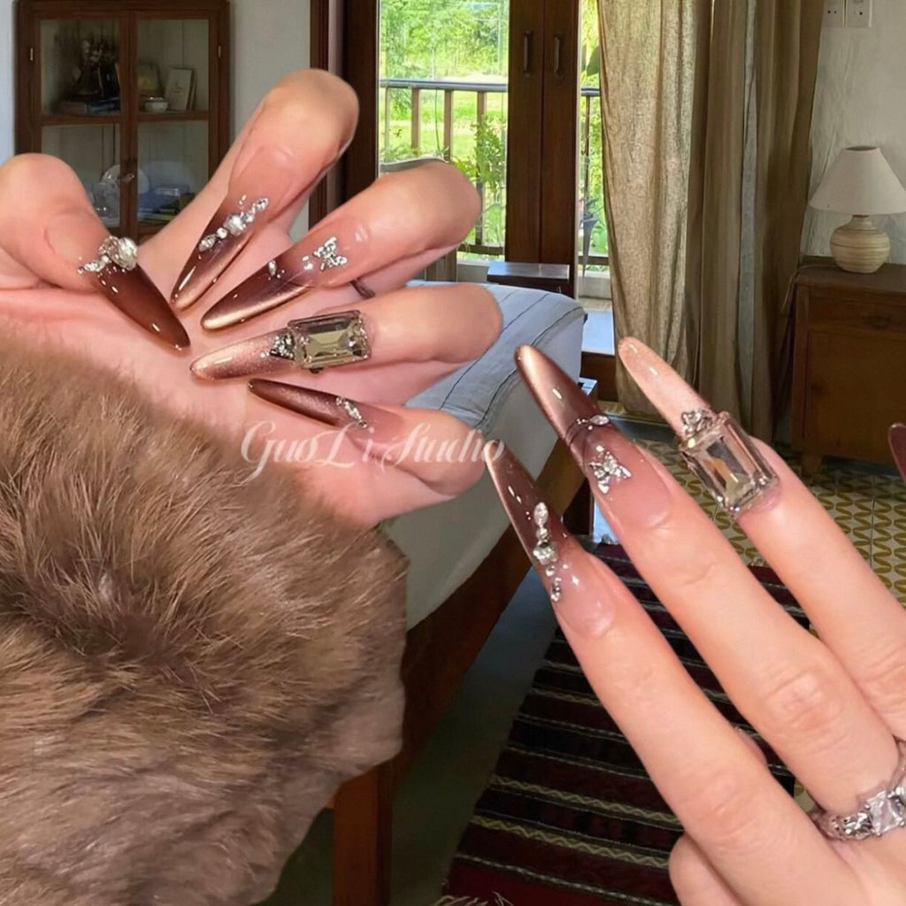 Wear armor fall and winter cat eye thin dog easiest for matchlongclassy lady elegant pile diamond pearlescent manicure whitening detachable