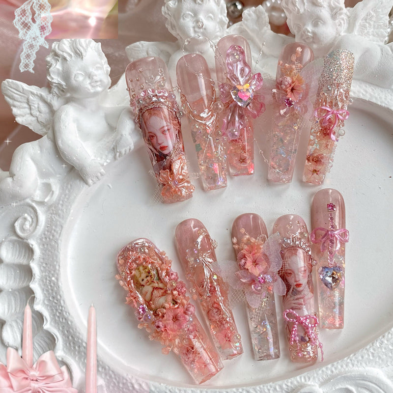 Original Design Princess Lolita Nail Art Wear Nail Pink Lolicon