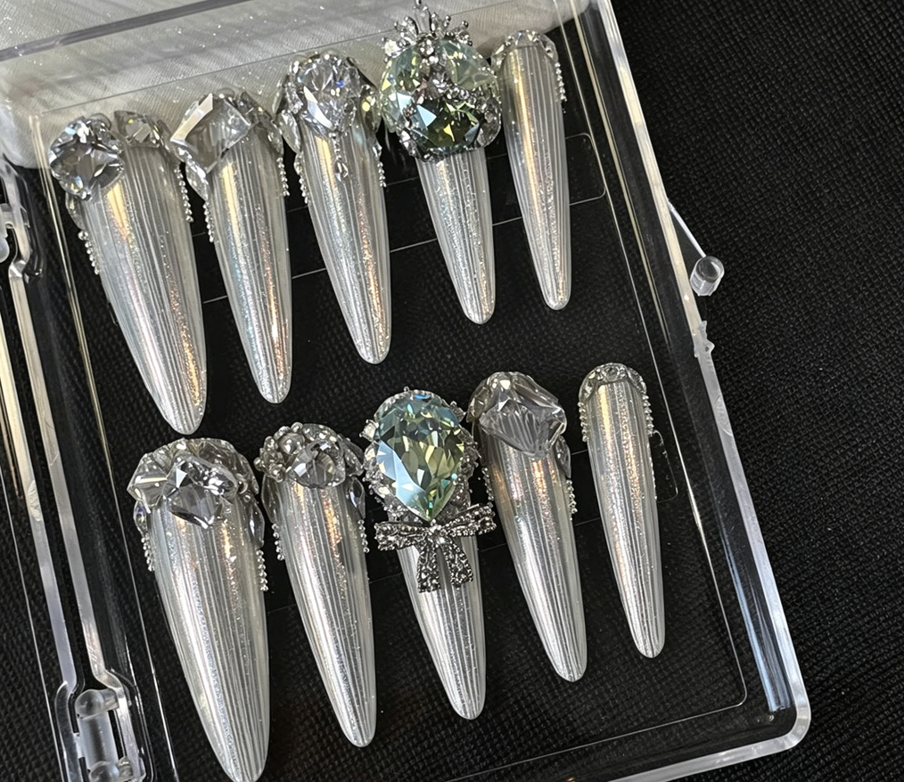 Luxury bridal nails: handmade custom press-on nails, high-end luxury removable nail art