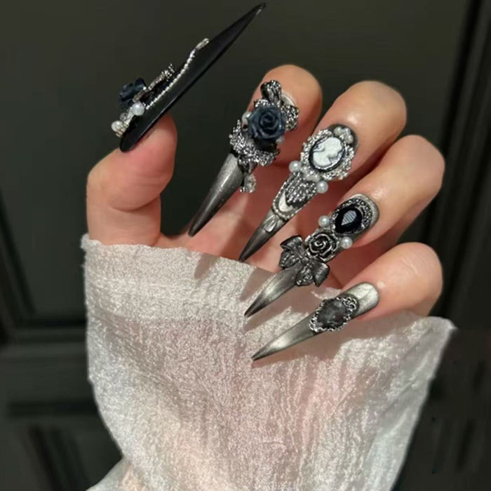 Dark Charm Pure Handmade Wear Nail High Sense Luxury Heavy Industry Nail Patch Fake Nail Patch Removable