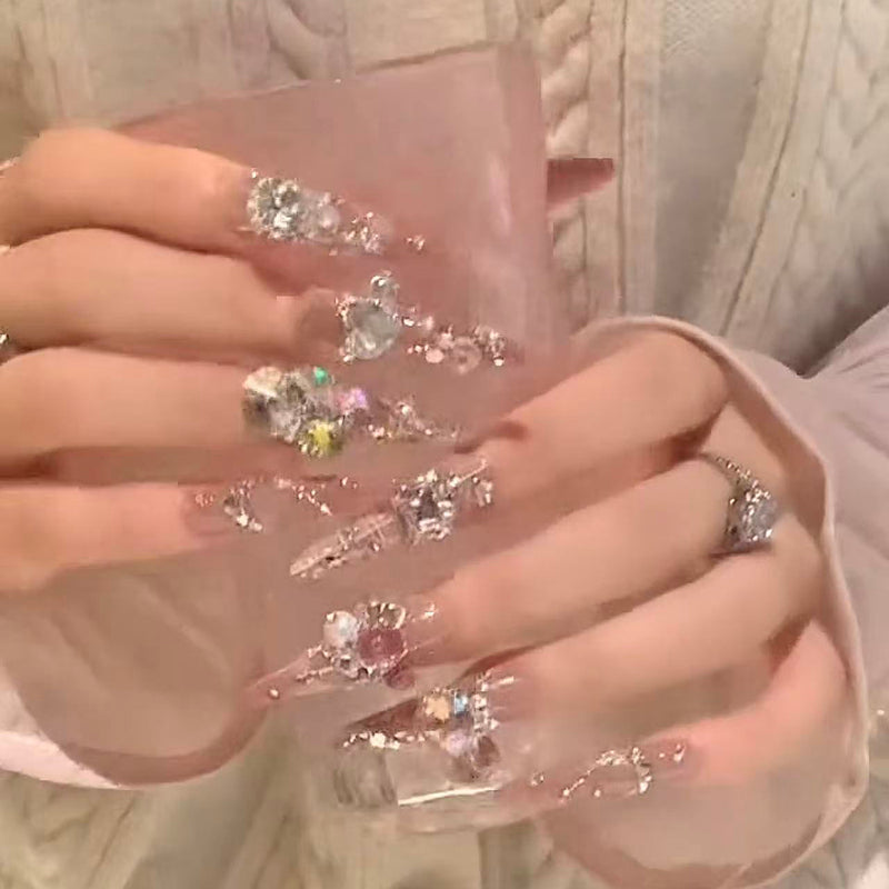 Super heavy industry wears long nail, new high-end light luxury nail patches are beautiful, hand-worn nail art