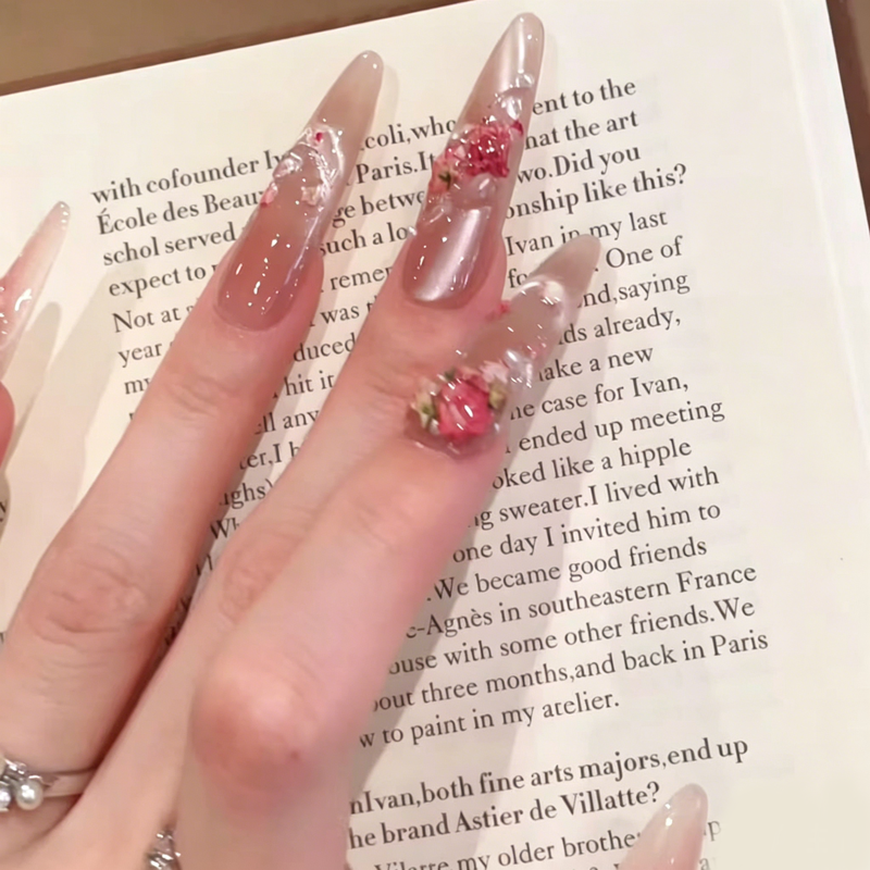 European and American Spice Girls Cat's Eye Flower Retro Nail Art Pure Handmade Wearing Nail Removable Patch
