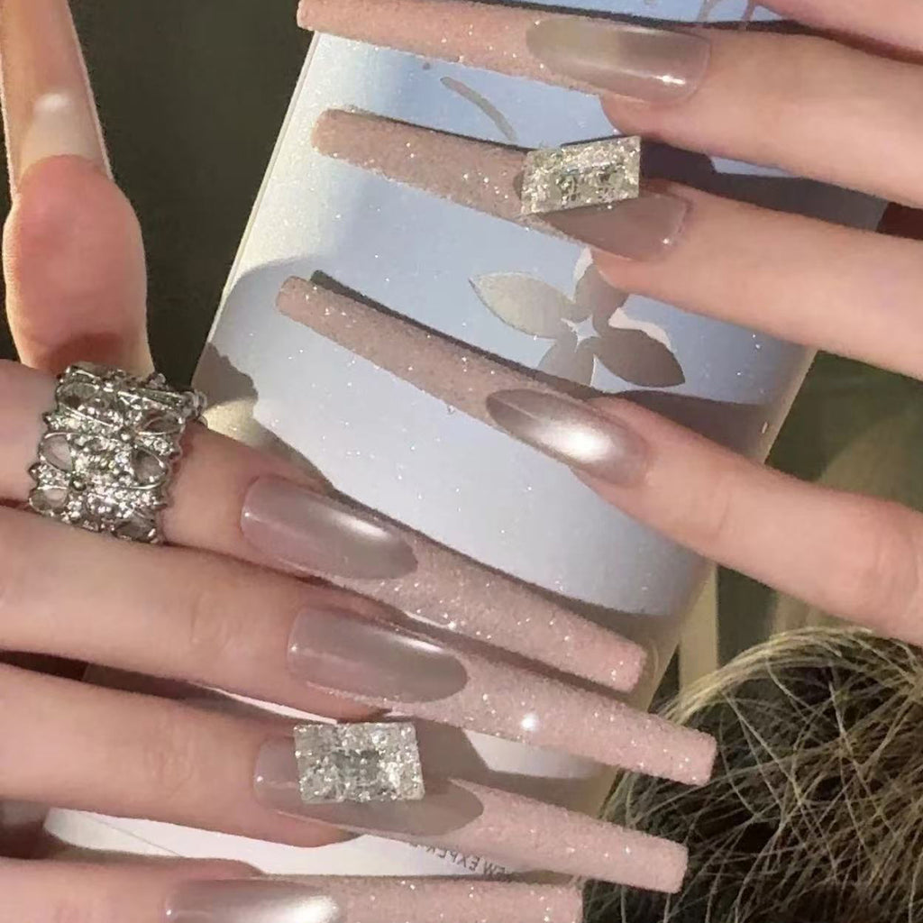Purely handmade wearing nail French cat eye manicure advanced nail piece