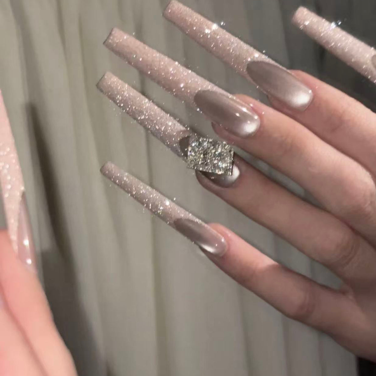 Purely handmade wearing nail French cat eye manicure advanced nail piece