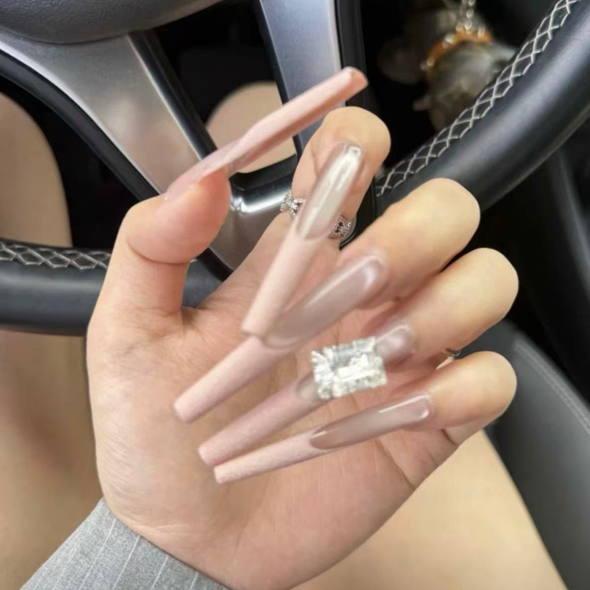 Purely handmade wearing nail French cat eye manicure advanced nail piece