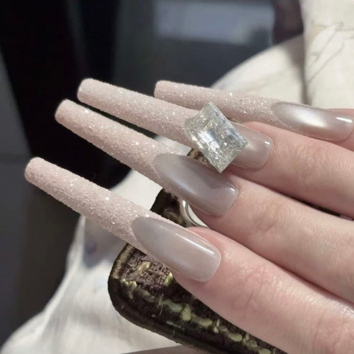 Purely handmade wearing nail French cat eye manicure advanced nail piece