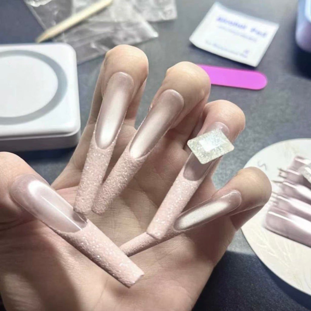 Purely handmade wearing nail French cat eye manicure advanced nail piece