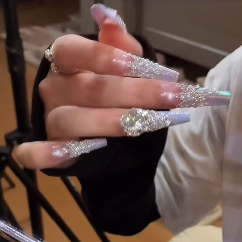 Handmade manicure wearing nail flash diamond cat eye French whitening manicure sticker