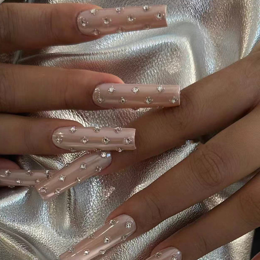 Sweetheart sparkle new heavy-duty press-on nails, hot girl pink, handmade, subculture, extra long