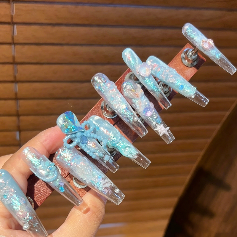 Blue bow pearl T-shaped handmade armor