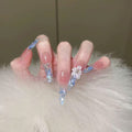 Handmade wearable nail art heavy industry golden wings flowing hemp classy design