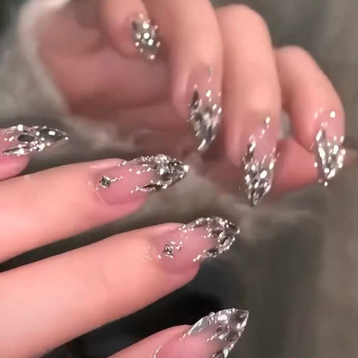 Explosive Nail Art Bright Galaxy Handmade Nail Wear New Year's Welfare Long White Versatile Gentle Nail Art