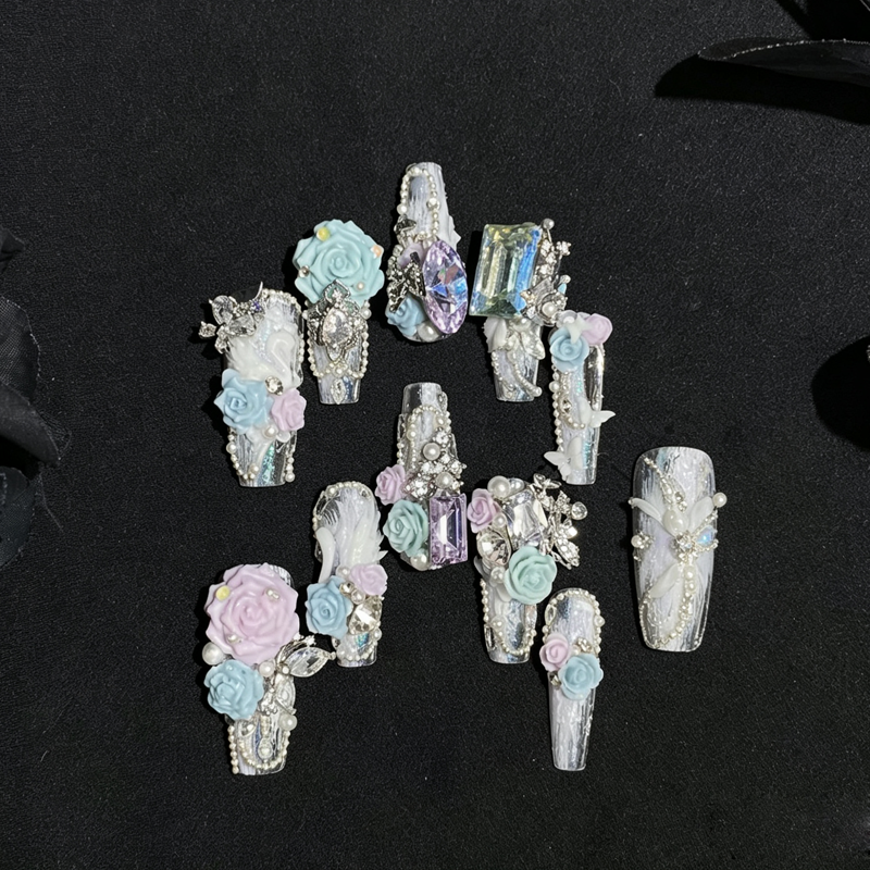 Hand-worn armor gentle heavy industry swan butterfly rose carving purple and blue pure desire