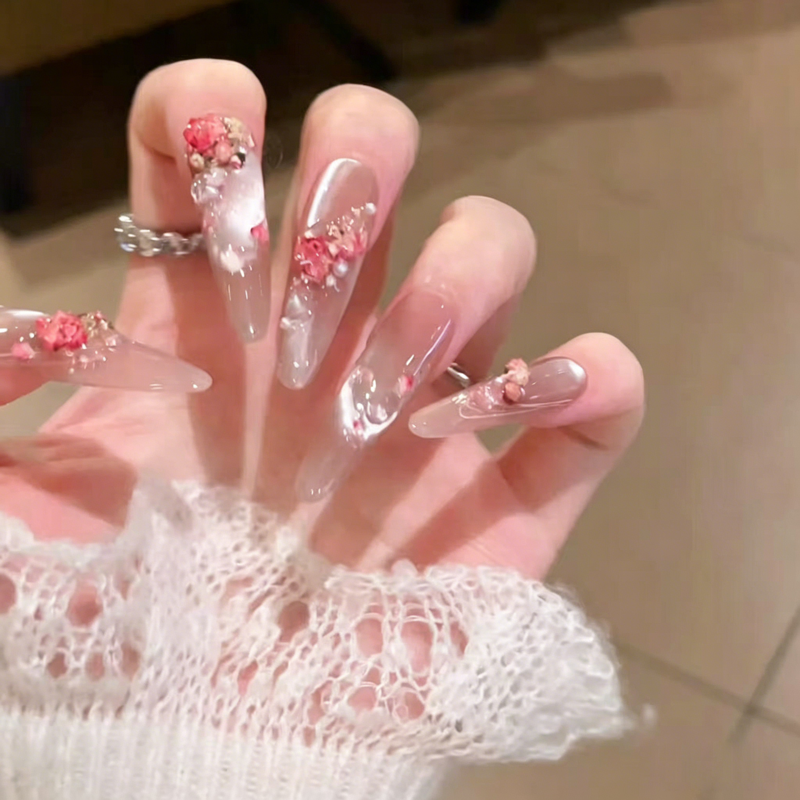 European and American Spice Girls Cat's Eye Flower Retro Nail Art Pure Handmade Wearing Nail Removable Patch