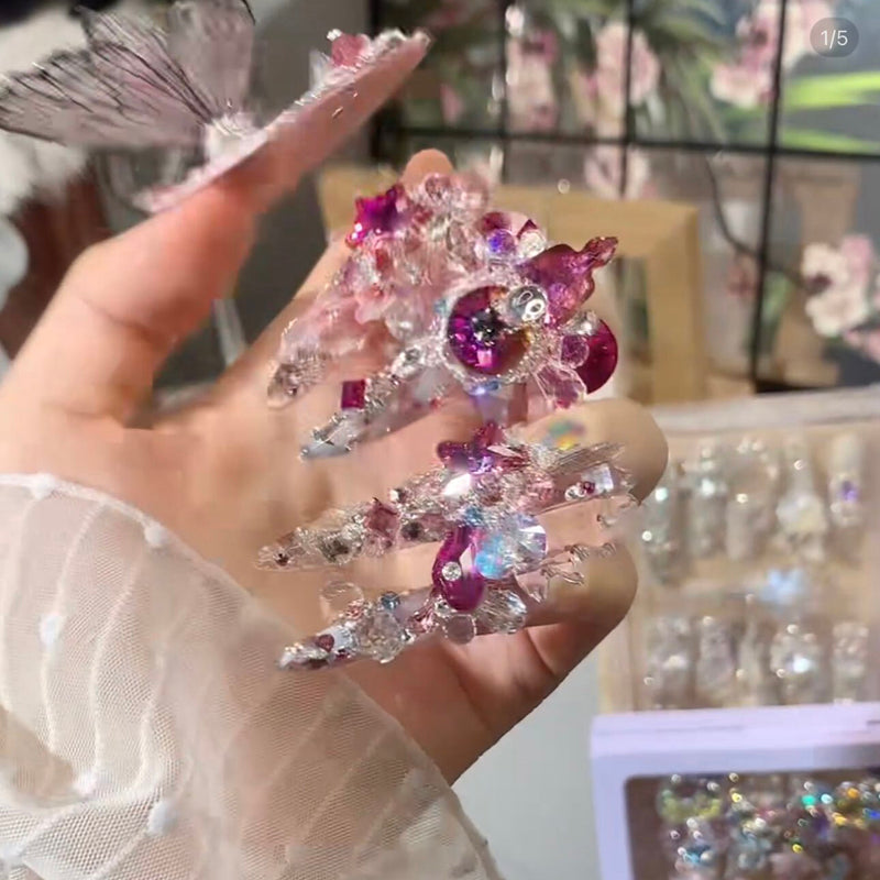 Super heavy industry handmade gift butterfly artwork wearing nail advanced sense handmade nail patch