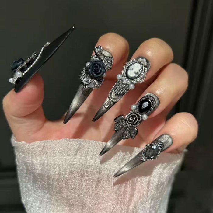 Dark Charm Pure Handmade Wear Nail High Sense Luxury Heavy Industry Nail Patch Fake Nail Patch Removable