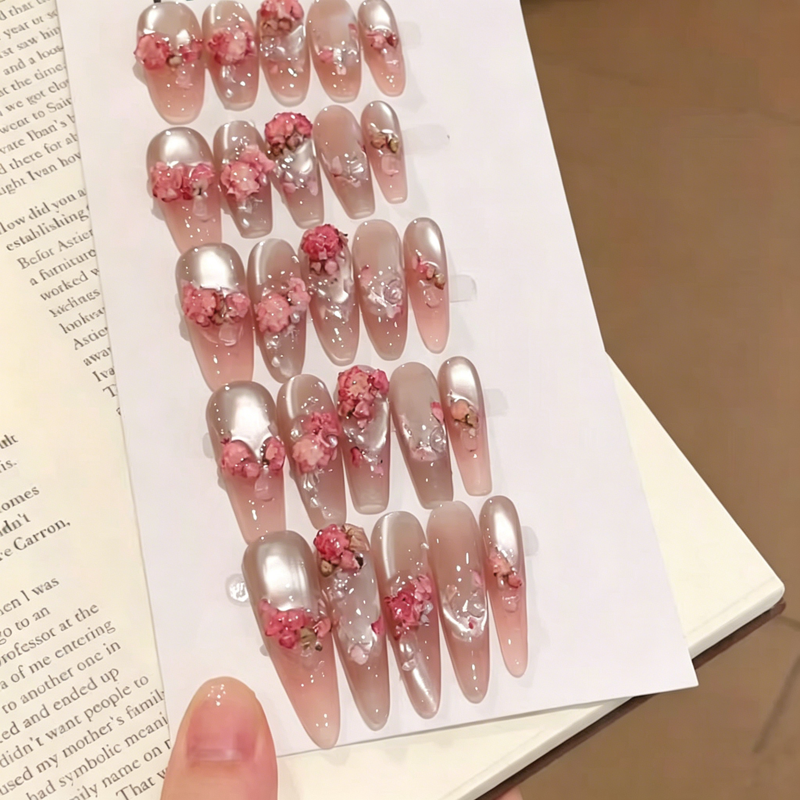 European and American Spice Girls Cat's Eye Flower Retro Nail Art Pure Handmade Wearing Nail Removable Patch