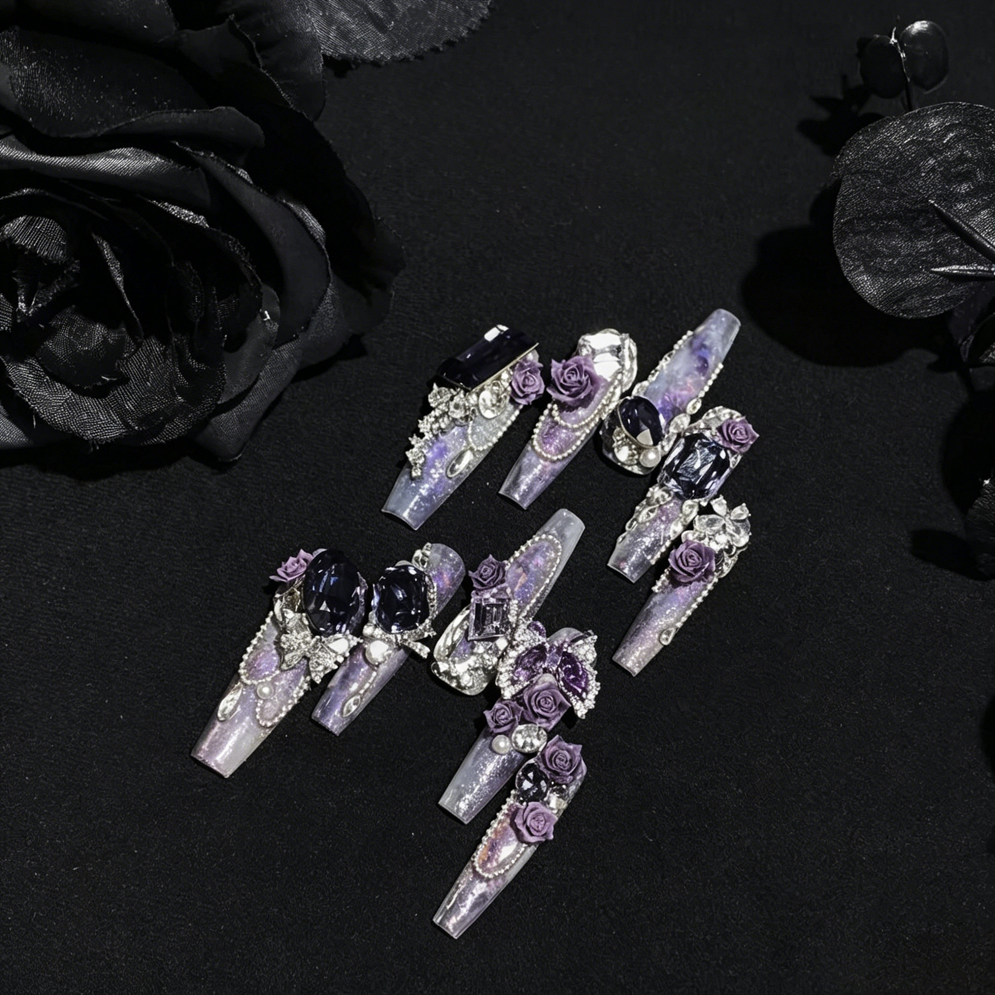 Hand-worn armor heavy industry luxury purple carving smudge long butterfly chain