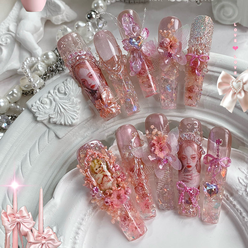 Original Design Princess Lolita Nail Art Wear Nail Pink Lolicon