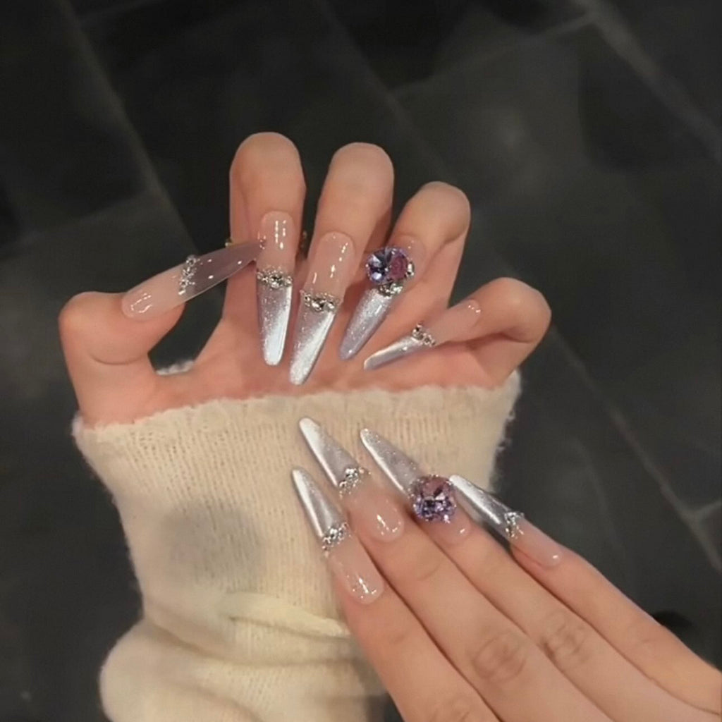 White flash violet color metering cat eye fine silver flash pile diamond long wear armor