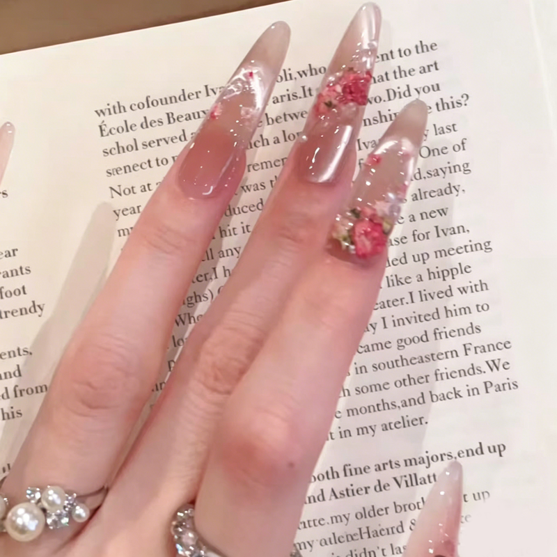 European and American Spice Girls Cat's Eye Flower Retro Nail Art Pure Handmade Wearing Nail Removable Patch