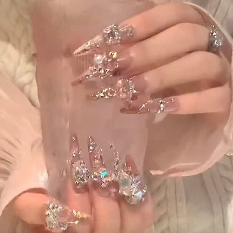 Super heavy industry wears long nail, new high-end light luxury nail patches are beautiful, hand-worn nail art