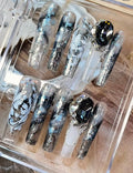 Obsidian socialite chic handmade press-on nails - all-chinese dark & edgy new style nail art patches