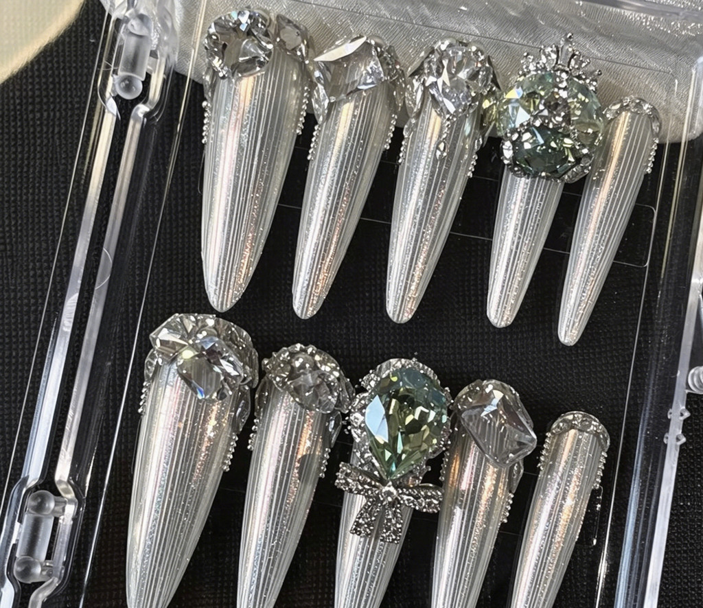 Luxury bridal nails: handmade custom press-on nails, high-end luxury removable nail art