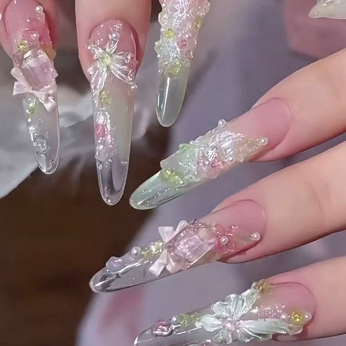 Ice flower gentle white pure desire side light cat eye hand pinch three-dimensional ice flower zircon wear armor