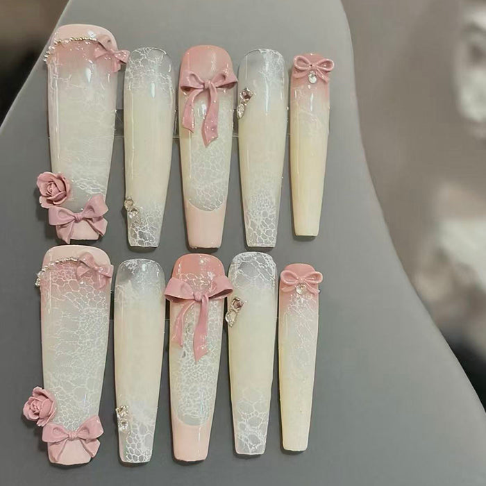 New European and American niche high-end beautiful handmade heavy industry super long nail wear nail