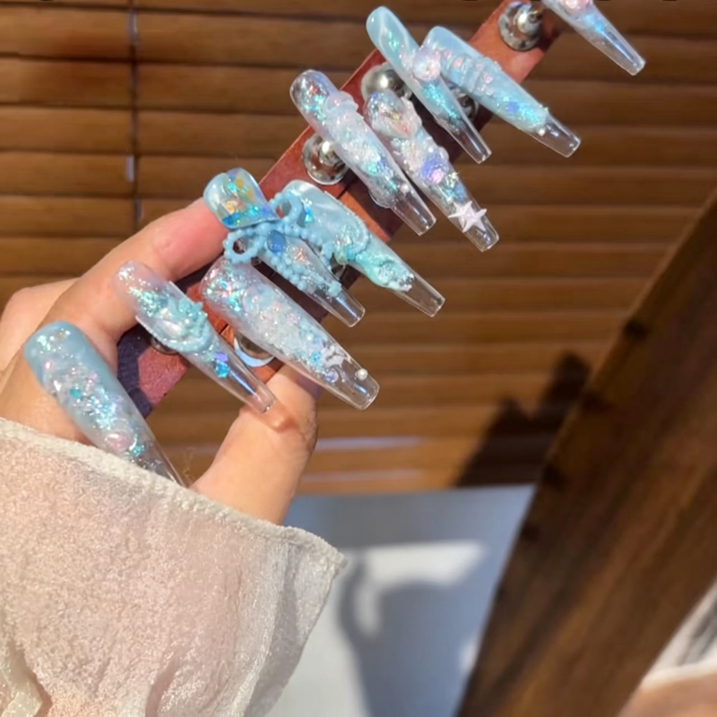 Blue bow pearl T-shaped handmade armor