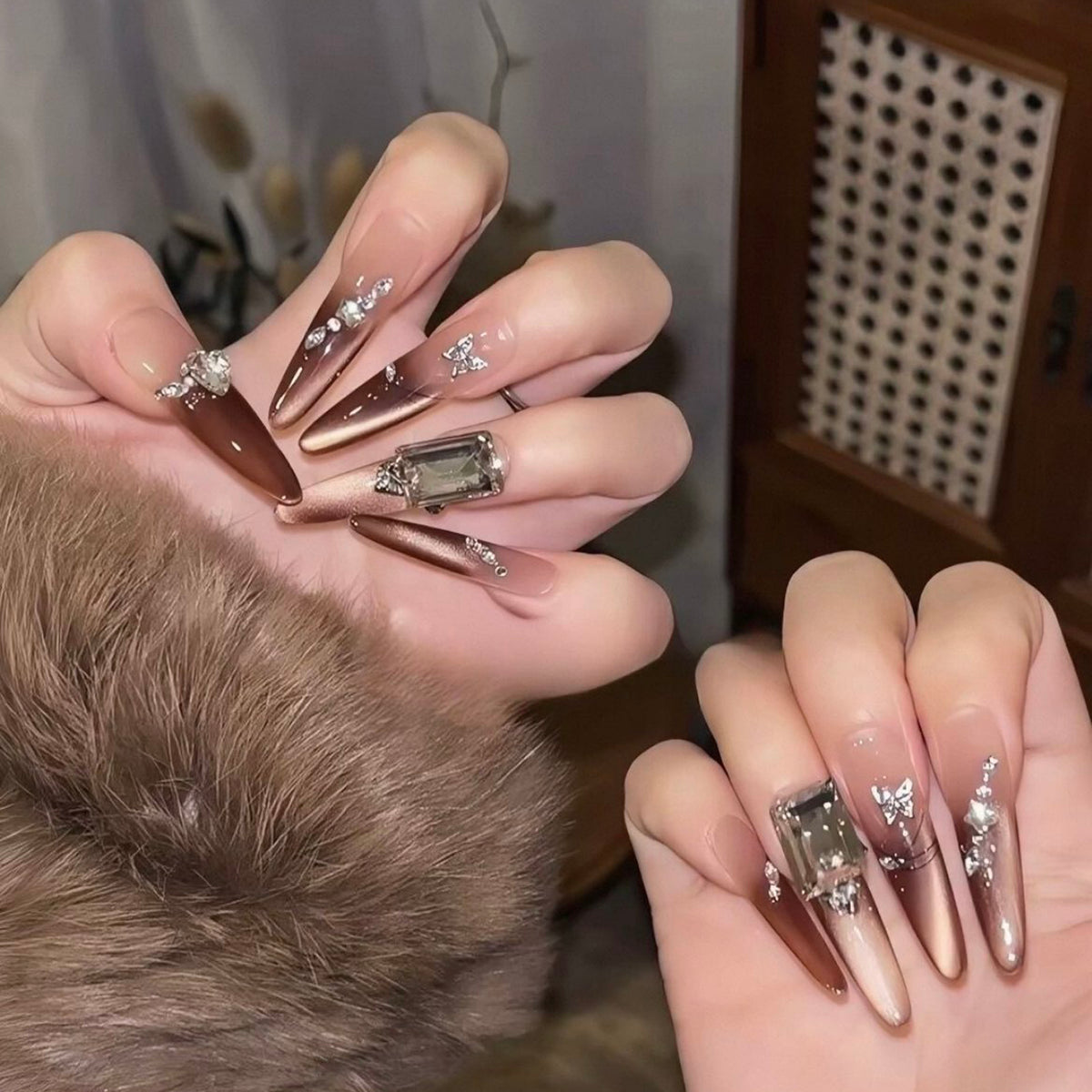 Wear armor fall and winter cat eye thin dog easiest for matchlongclassy lady elegant pile diamond pearlescent manicure whitening detachable