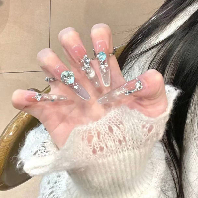 French cat's eye nail piece Wearing nail Medium and long high-end nail patch New beautiful wearing nail art