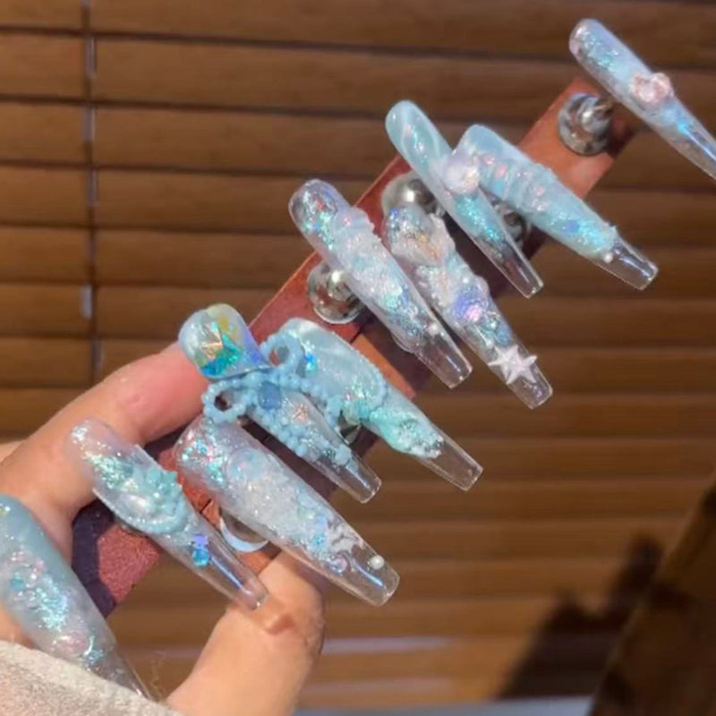 Blue bow pearl T-shaped handmade armor