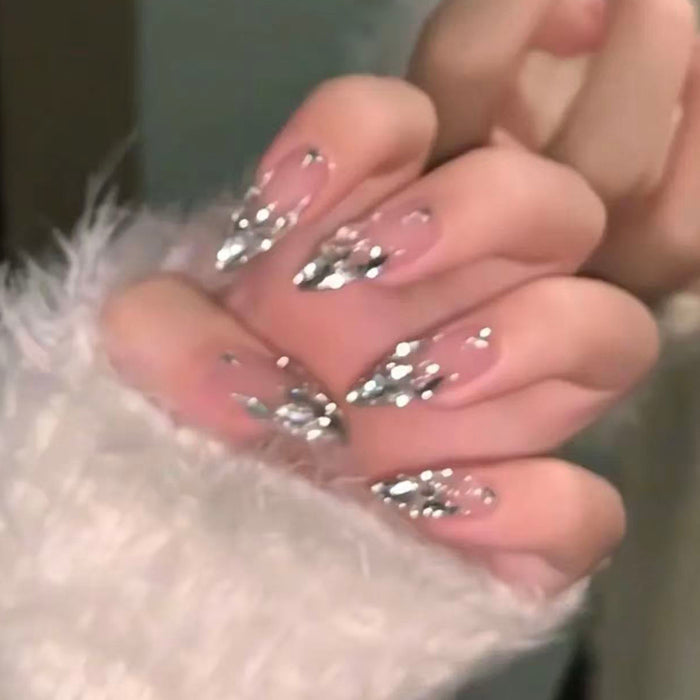 Explosive Nail Art Bright Galaxy Handmade Nail Wear New Year's Welfare Long White Versatile Gentle Nail Art