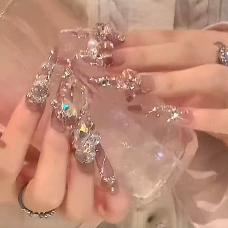 Super heavy industry wears long nail, new high-end light luxury nail patches are beautiful, hand-worn nail art