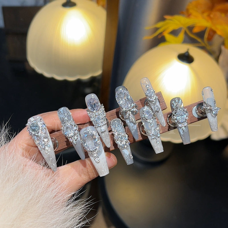 New flash handmade crocodile skin Huazi wears armor to show whiteness, advanced sense French wear manicure