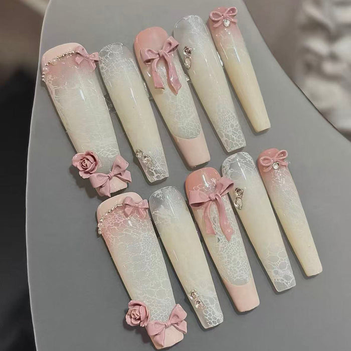 New European and American niche high-end beautiful handmade heavy industry super long nail wear nail
