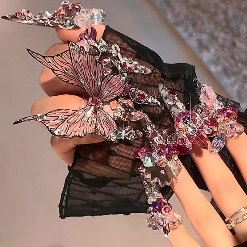 Super heavy industry handmade gift butterfly artwork wearing nail advanced sense handmade nail patch