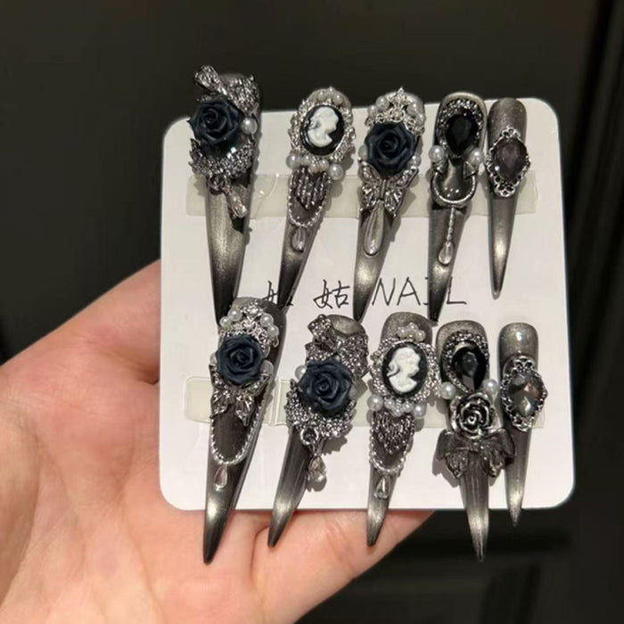 Dark Charm Pure Handmade Wear Nail High Sense Luxury Heavy Industry Nail Patch Fake Nail Patch Removable