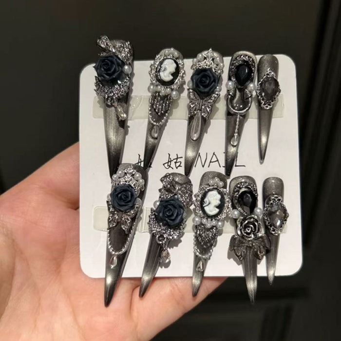 Dark Charm Pure Handmade Wear Nail High Sense Luxury Heavy Industry Nail Patch Fake Nail Patch Removable
