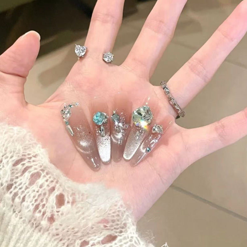 French cat's eye nail piece Wearing nail Medium and long high-end nail patch New beautiful wearing nail art