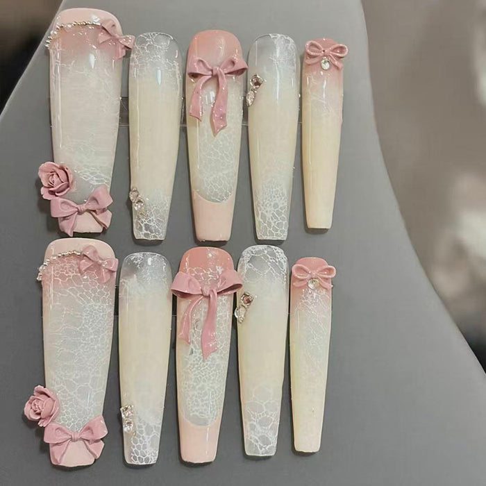 New European and American niche high-end beautiful handmade heavy industry super long nail wear nail