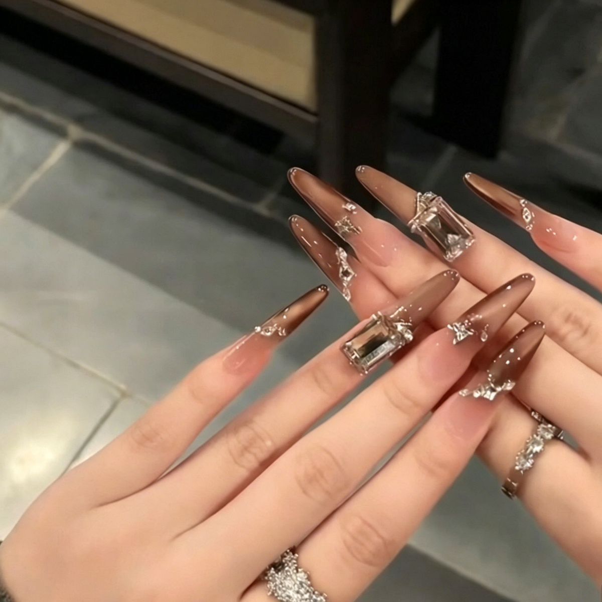 Wear armor fall and winter cat eye thin dog easiest for matchlongclassy lady elegant pile diamond pearlescent manicure whitening detachable