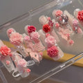 Cat's eye press-on nails with three-dimensional floral premium touches, uniquely beautiful handmade wear nail art