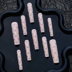 Sweetheart sparkle new heavy-duty press-on nails, hot girl pink, handmade, subculture, extra long