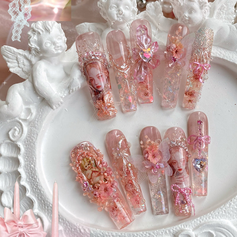 Original Design Princess Lolita Nail Art Wear Nail Pink Lolicon